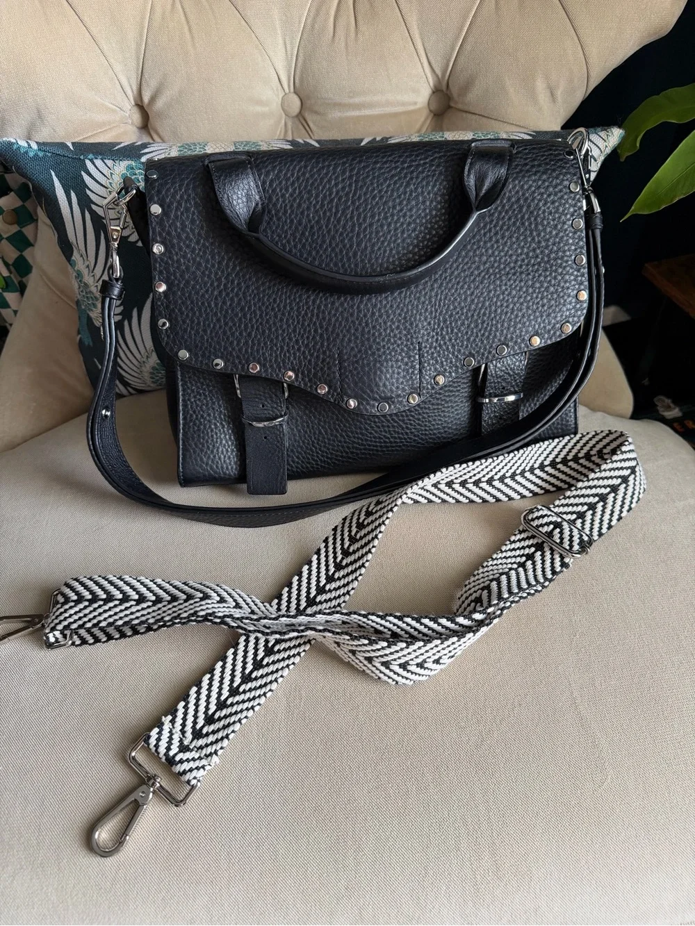 Rebecca Minkoff Pebbled Leather Biker Doctor Bag - Picture 9 of 10